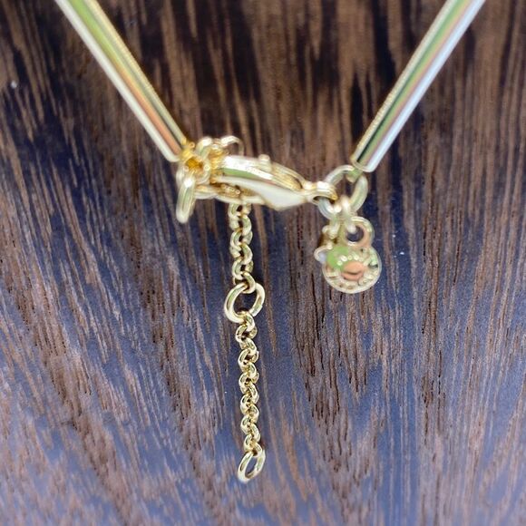 ANN TAYLOR Glass Bead & Gold Modern Statement Necklace Modern Contemporary Goth - Picture 4 of 6